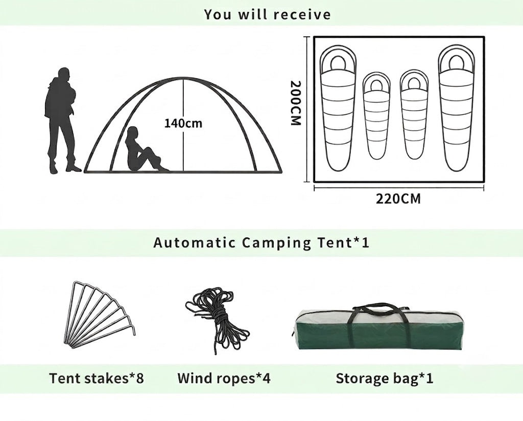 SpeedSeal 3–4 Person Fully Automatic Pop-Up Camping Tent